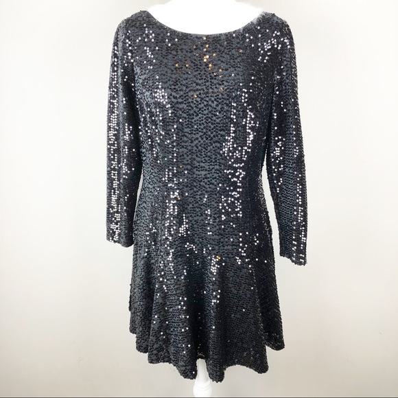 Eliza J velvet sequin fit flare mini dress flounce - Picture 2 of 8